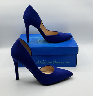 My Delicious Shoes Women’s Stephanie Blue Faux Suede Classic Pump Heel Size 7.5